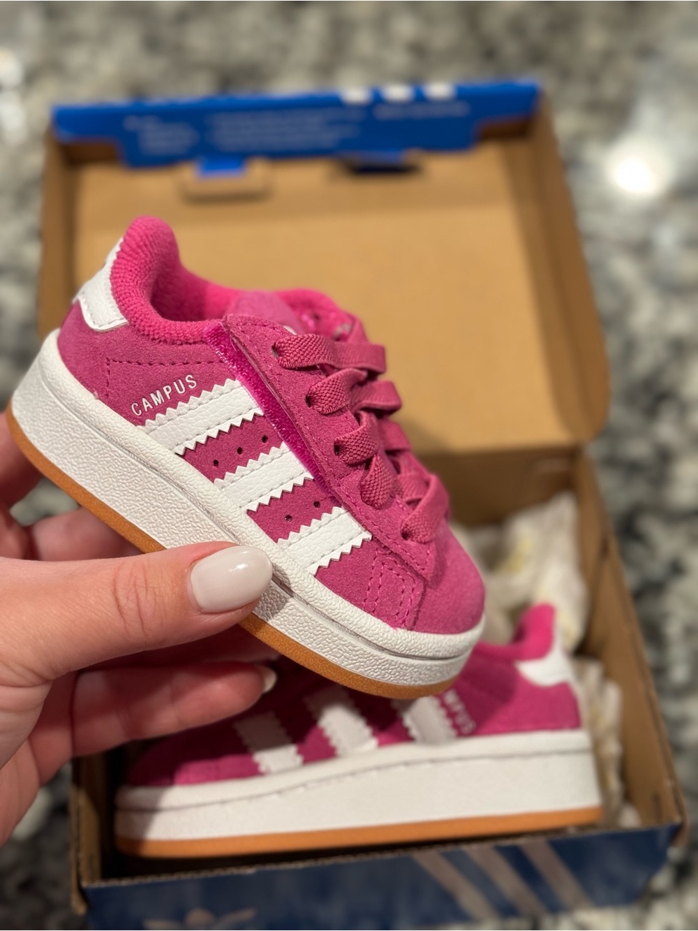 Adidas Kids Campus Suede Sneakers - Hot Pink & White